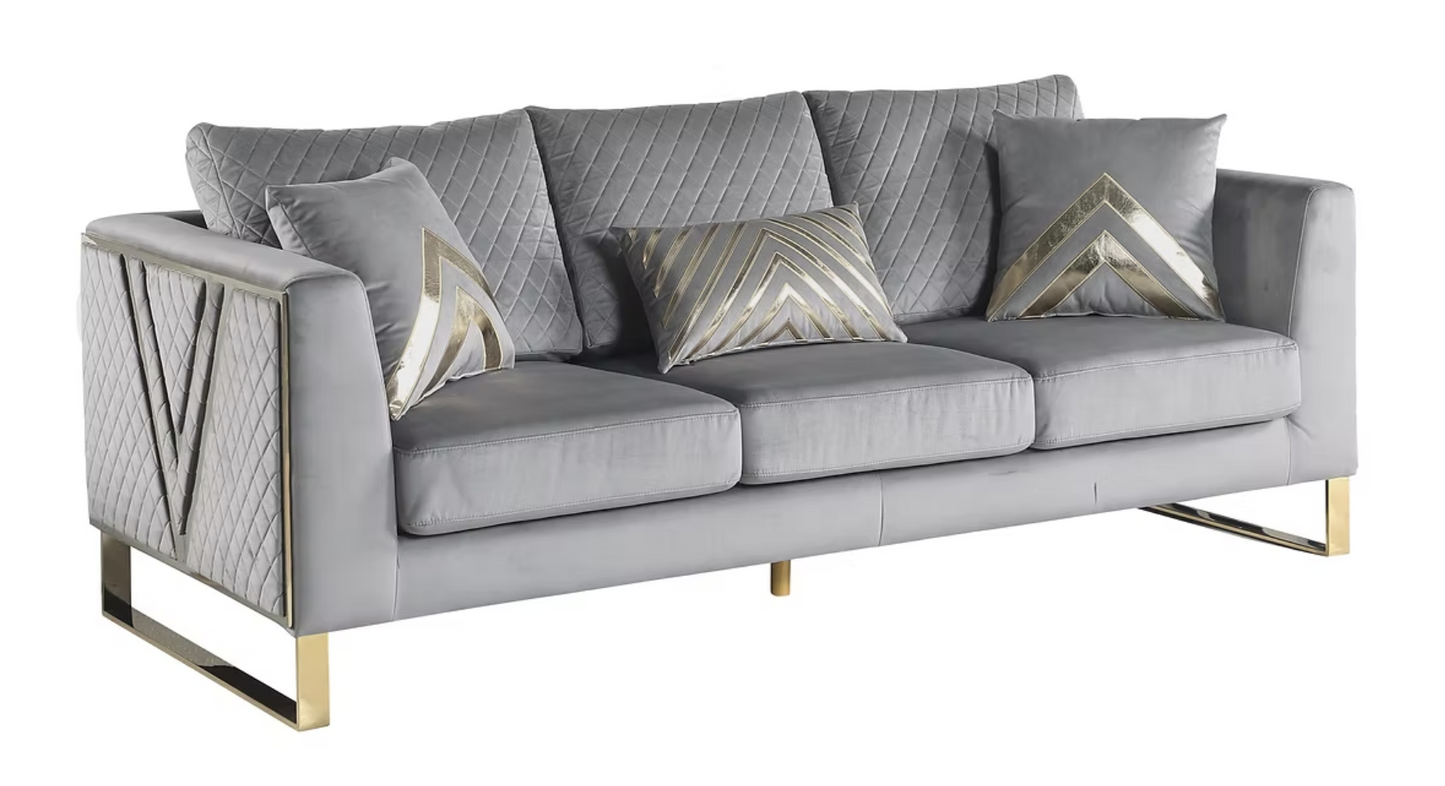 3pcs or 2pcs S1300 Vista Bonita Grey Velvet Sofa Loveseat & Chair
