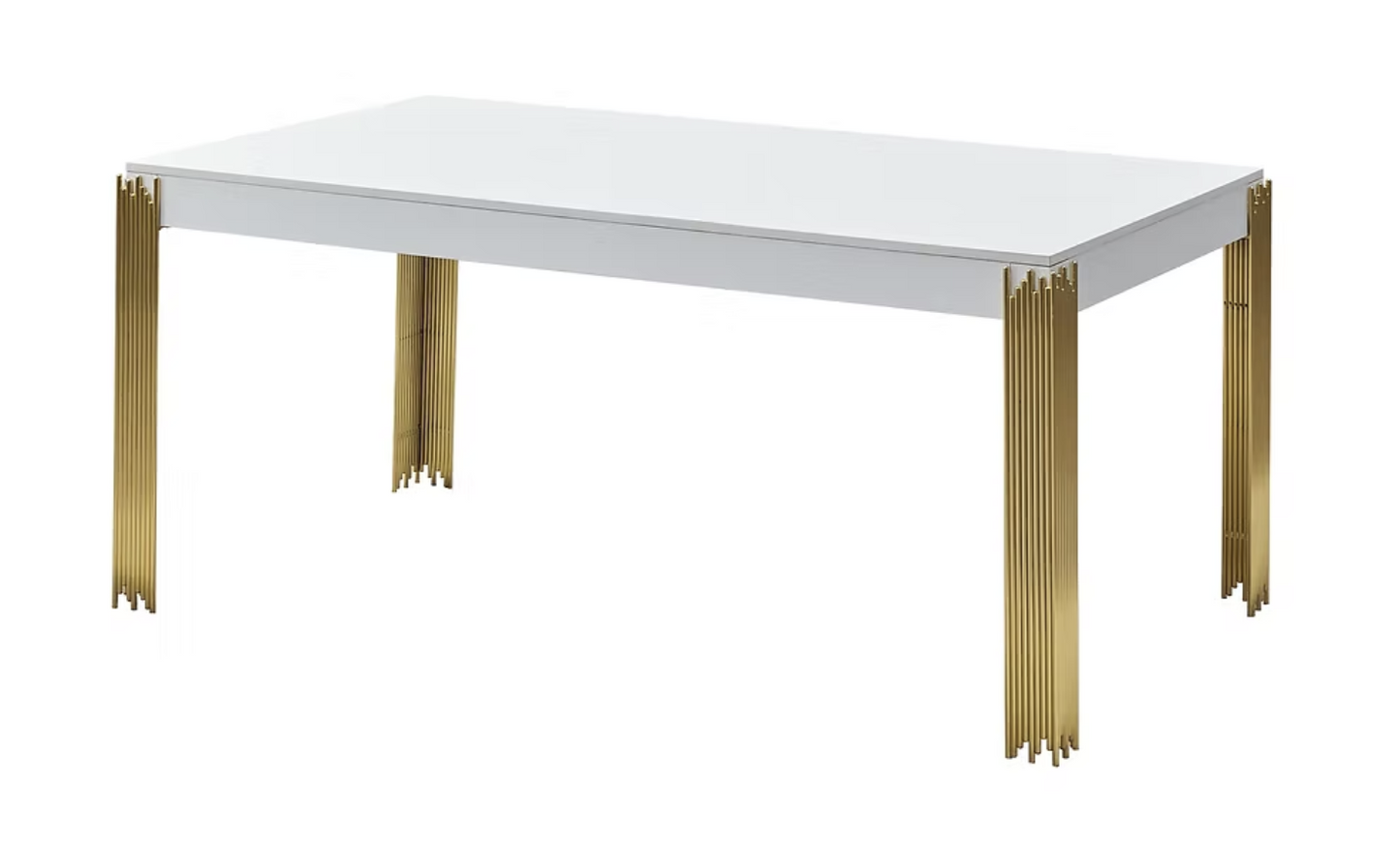7pcs D9060 Glamor White Finish Dining Set