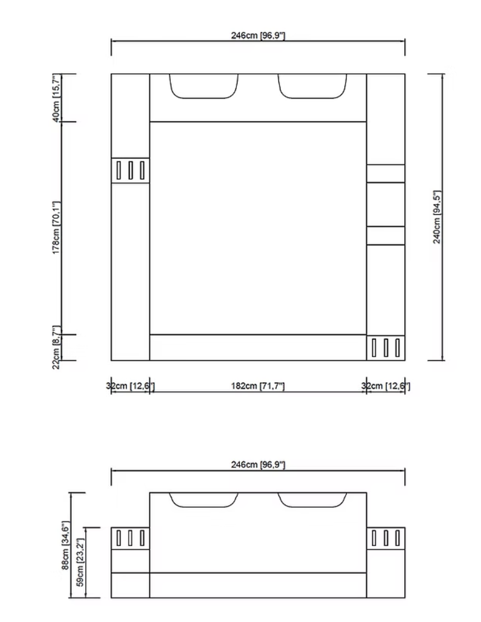 B126 Matrix Black & White Platform Bed Frame