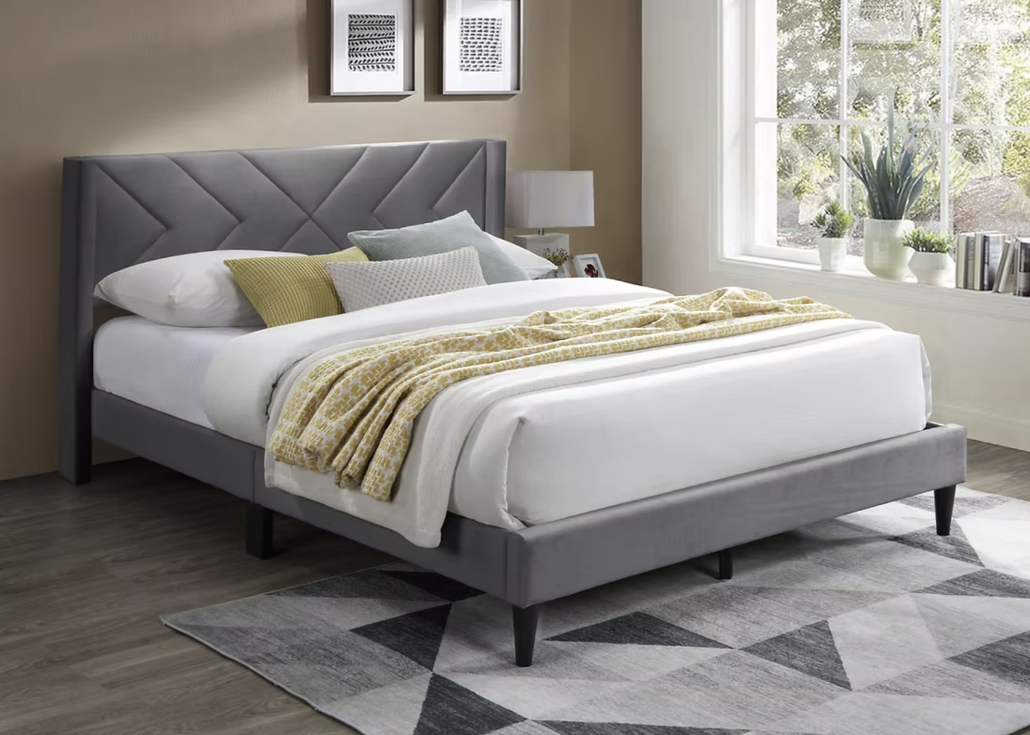 B8351 Dona Charcoal Velvet Bed Frame