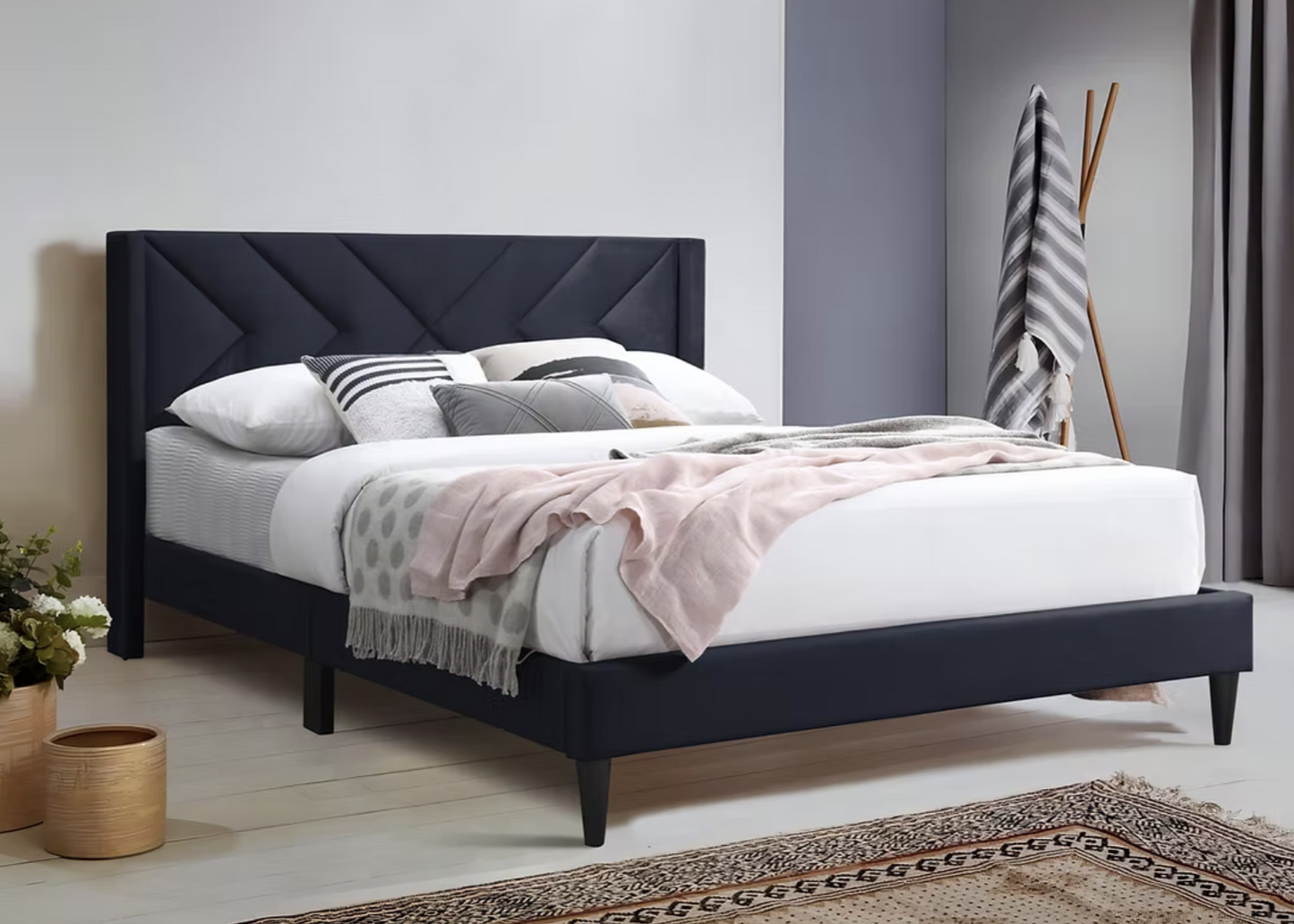 B8351 Dona Black Velvet Bed Frame