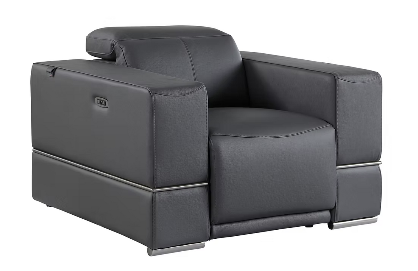 3pcs or 2pcs Franco Grey Italian Leather Sofa, Loveseat & Chair