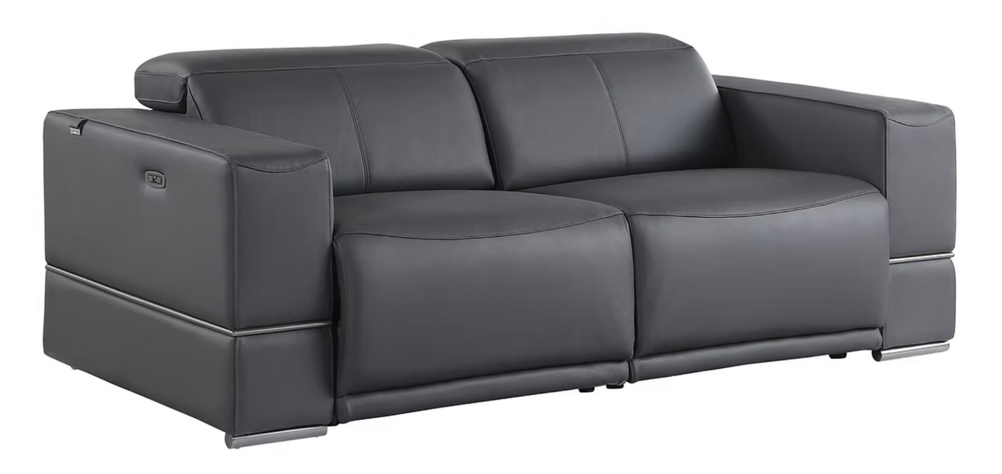 3pcs or 2pcs Franco Grey Italian Leather Sofa, Loveseat & Chair
