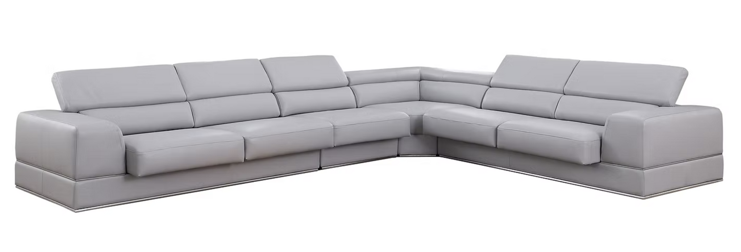 4pcs MI-5106A Pella Light Grey Italian Leather Sectional