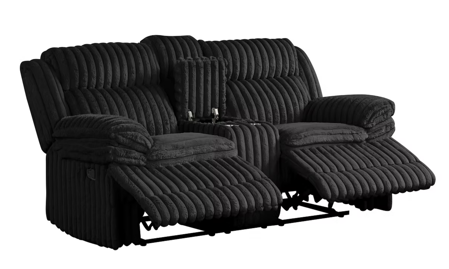 3pcs S3939 Mellow Black Reclining Sofa Set