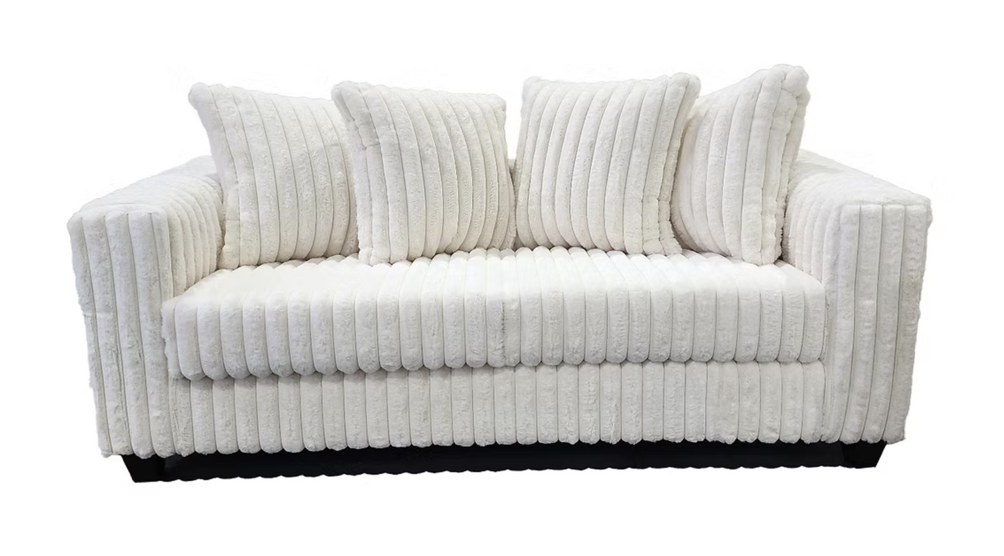 S300 Gia Ivory Stripe Fabric Sofa & Loveseat