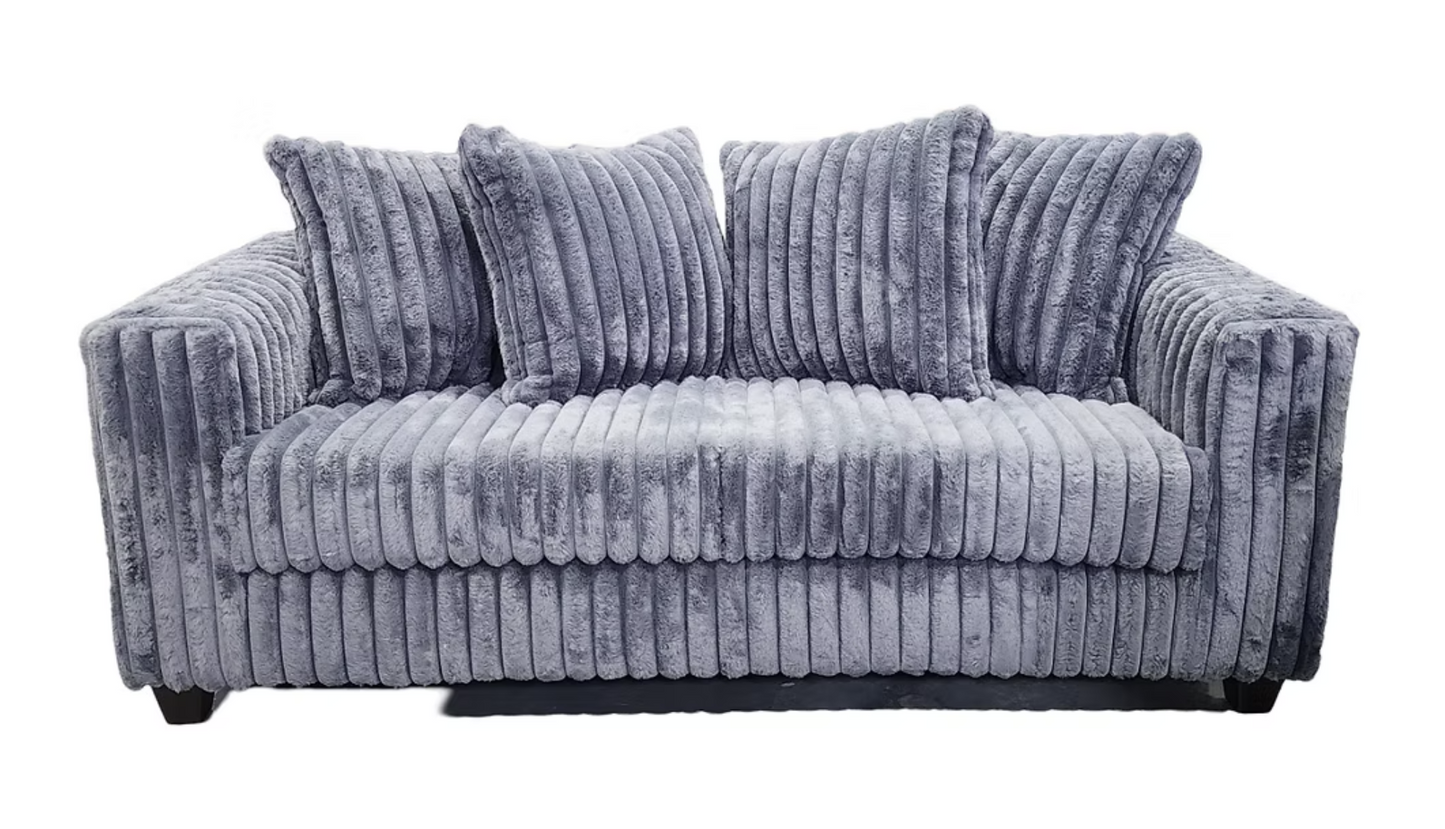 S300 Gia Grey Stripe Fabric Sofa & Loveseat