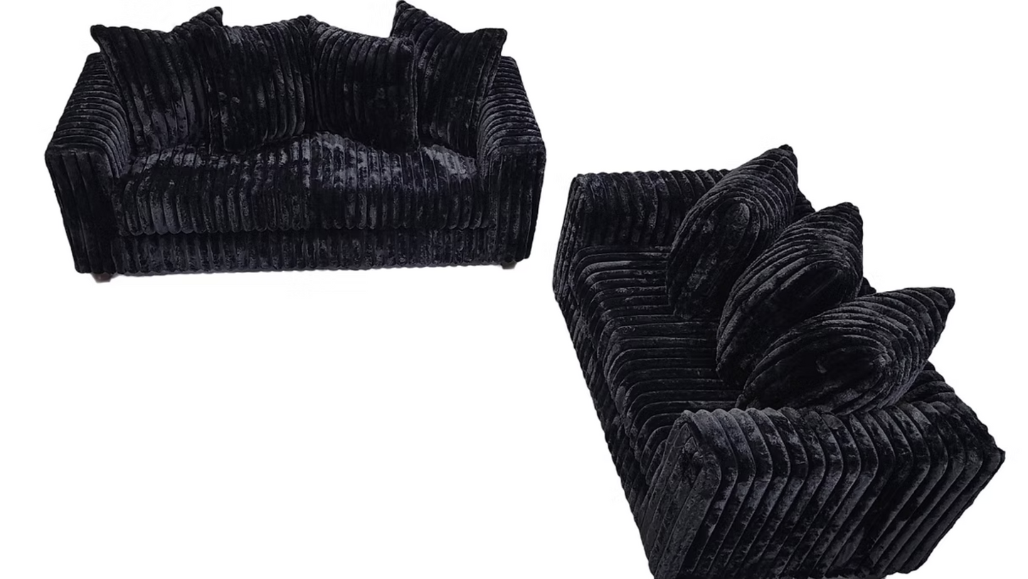 S300 Gia Black Stripe Fabric Sofa & Loveseat
