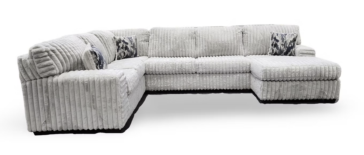 S319 Austin Light Grey Stripe Fabric Oversized Sectional