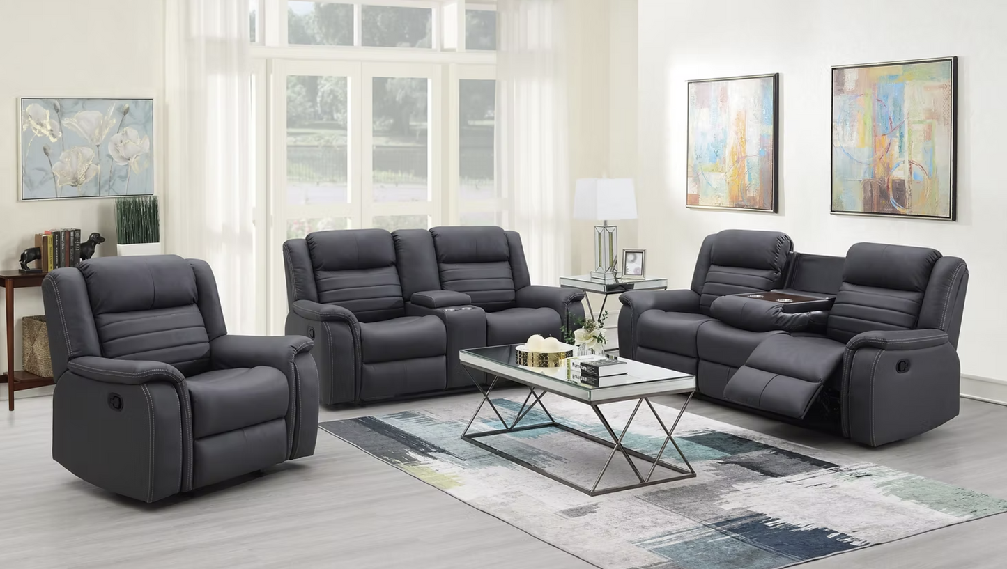3pcs S7330 Max Grey Reclining Sofa Set