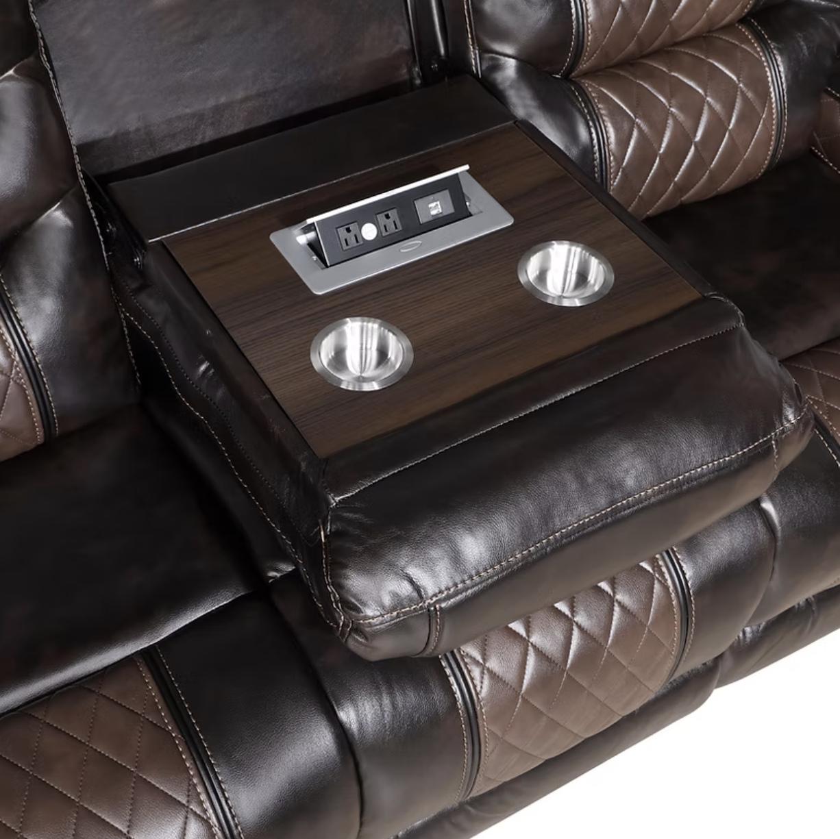 3pcs S1988 Phoenix II Brown Leather Reclining Sofa Set