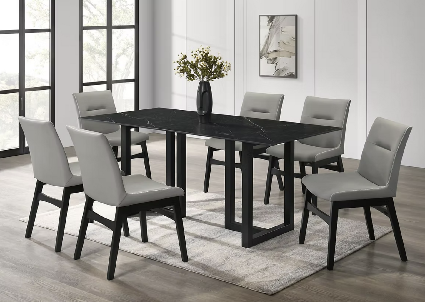 7pcs D1476 Farrin Black Dining Set