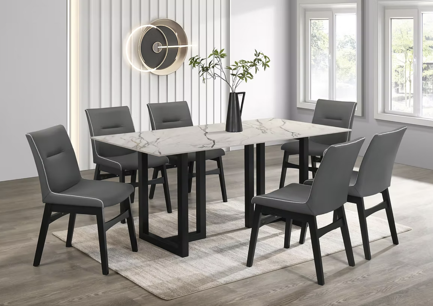 7pcs D1475 Farrin White DIning Set