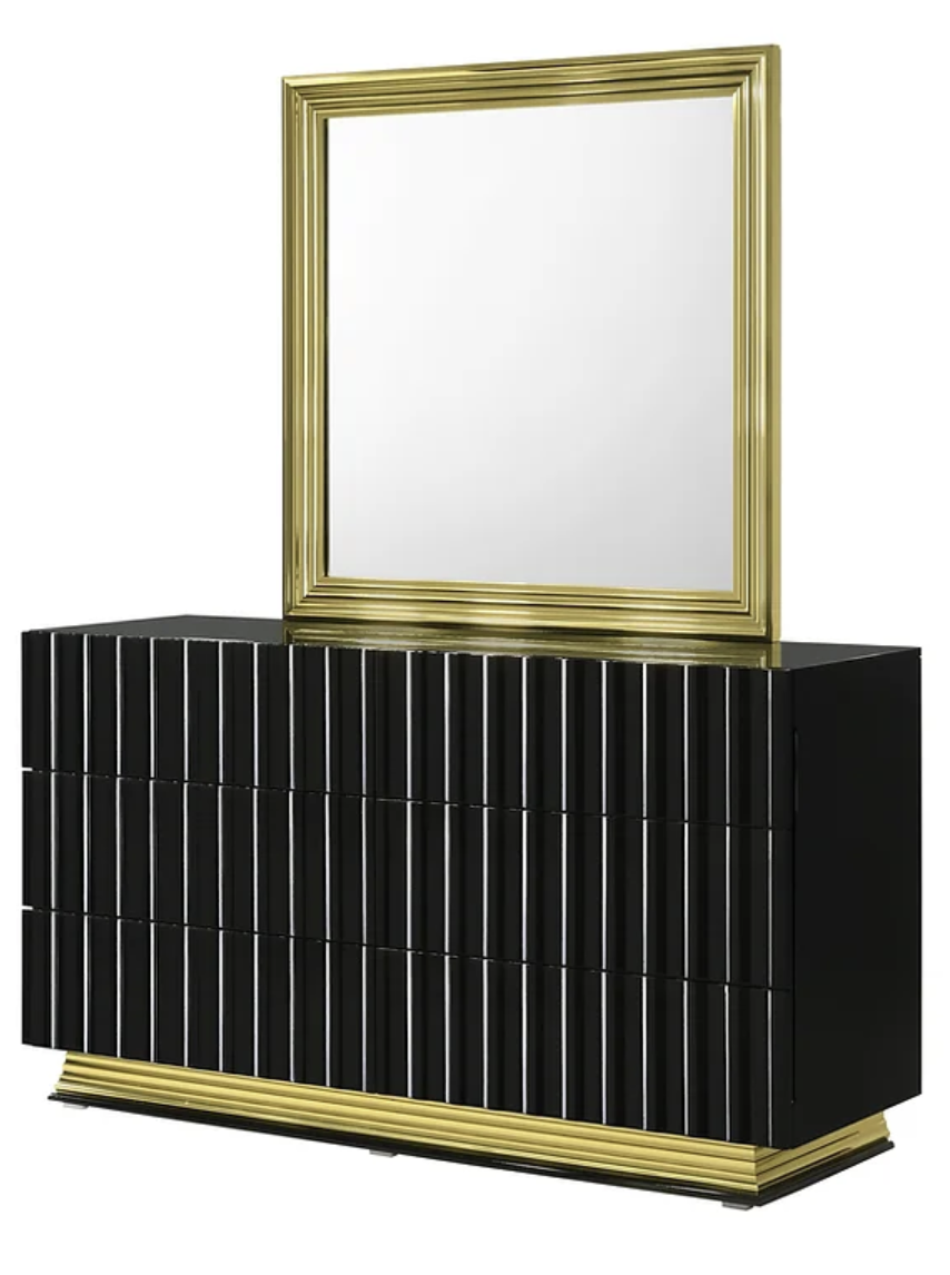 4pcs B84 Lila Black & Gold Bedroom Set