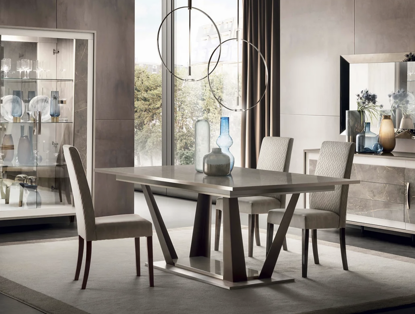 Ambra Collection High Gloss Italian Dining Set