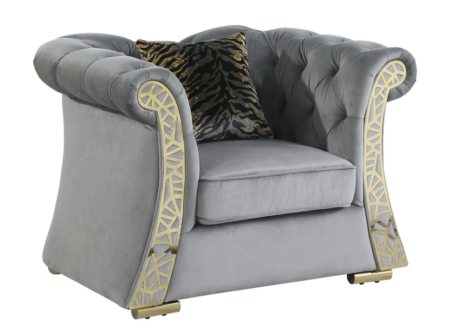 3pcs or 2pcs S1600 Curamo Grey Velvet Sofa, Loveseat & Chair