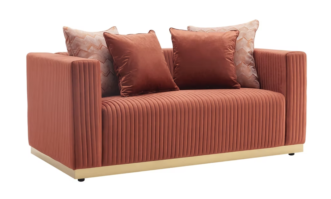 3pcs or 2pcs S3168 Alisha Rust Velvet Sofa & Loveseat Set