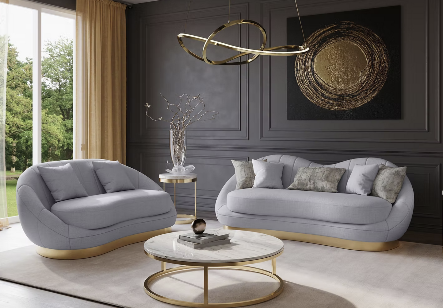 S4046 Olena Dove Grey Sofa & Loveseat