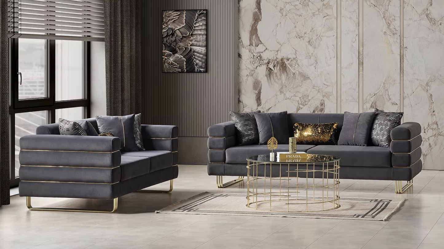 Luma Grey Velvet Sofa & Loveseat