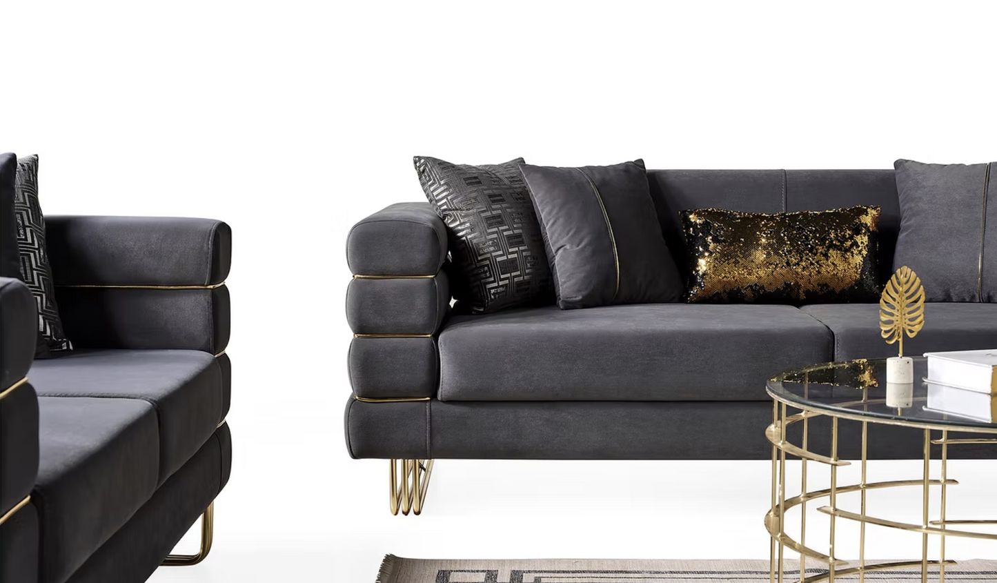 Luma Grey Velvet Sofa & Loveseat