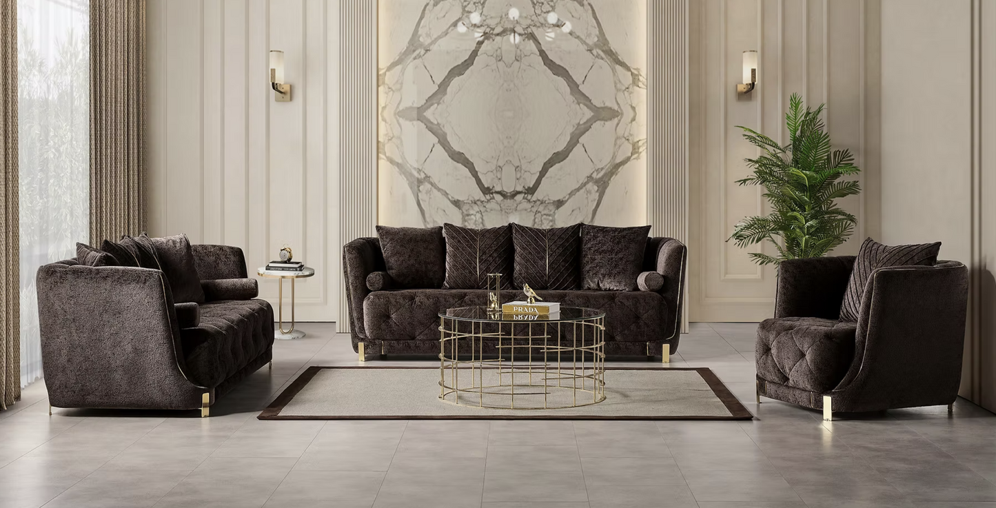 3pcs or 2pcs Elit Brown Sofa, Loveseat & Chair