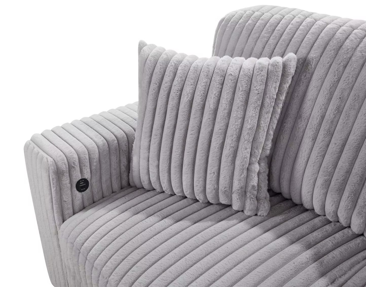 S3661 Raha Grey Strip Soft Fabric Sectional
