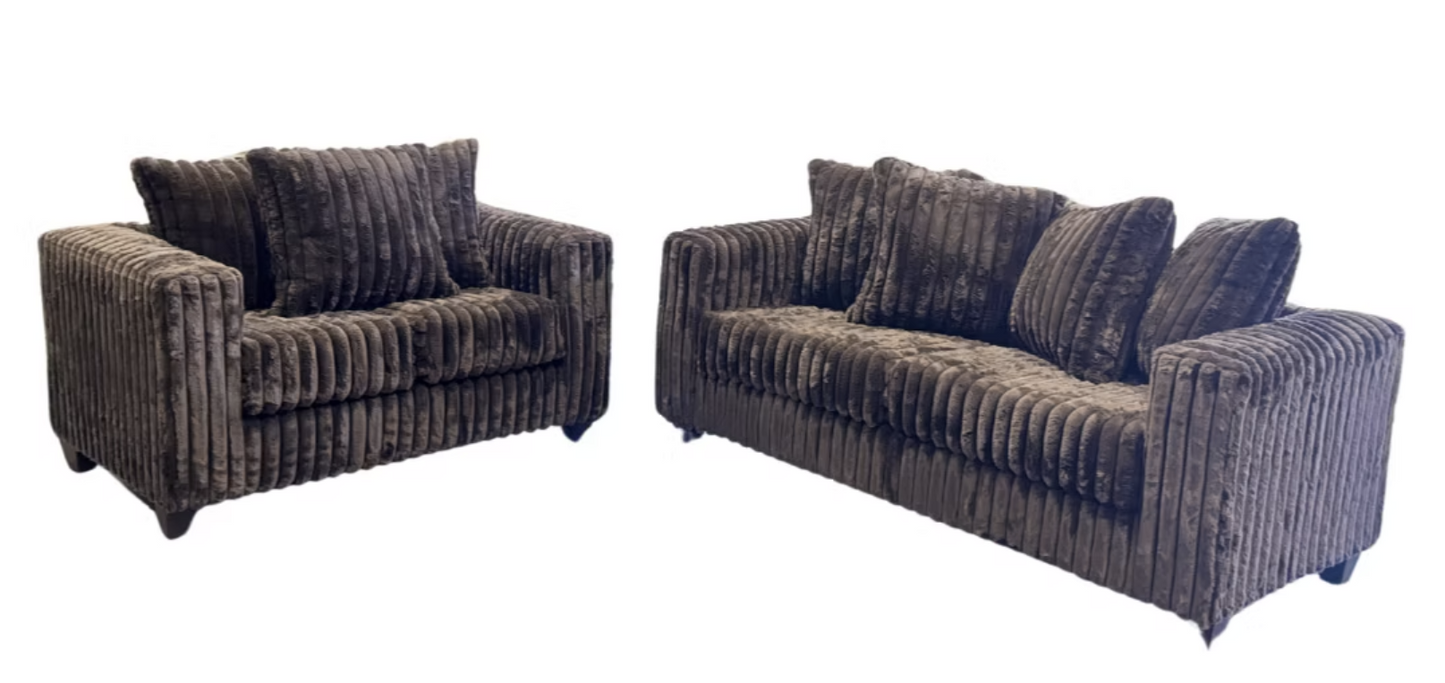 S300 Gia Chocolate Fabric Sofa & Loveseat