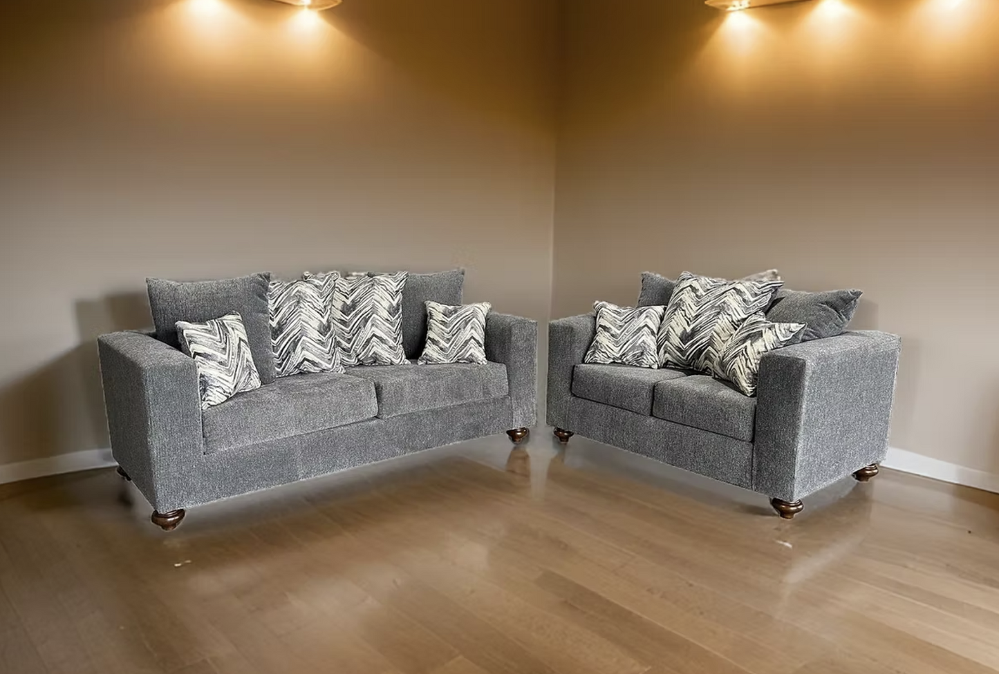 S305 Zander Grey Sofa and Loveseat