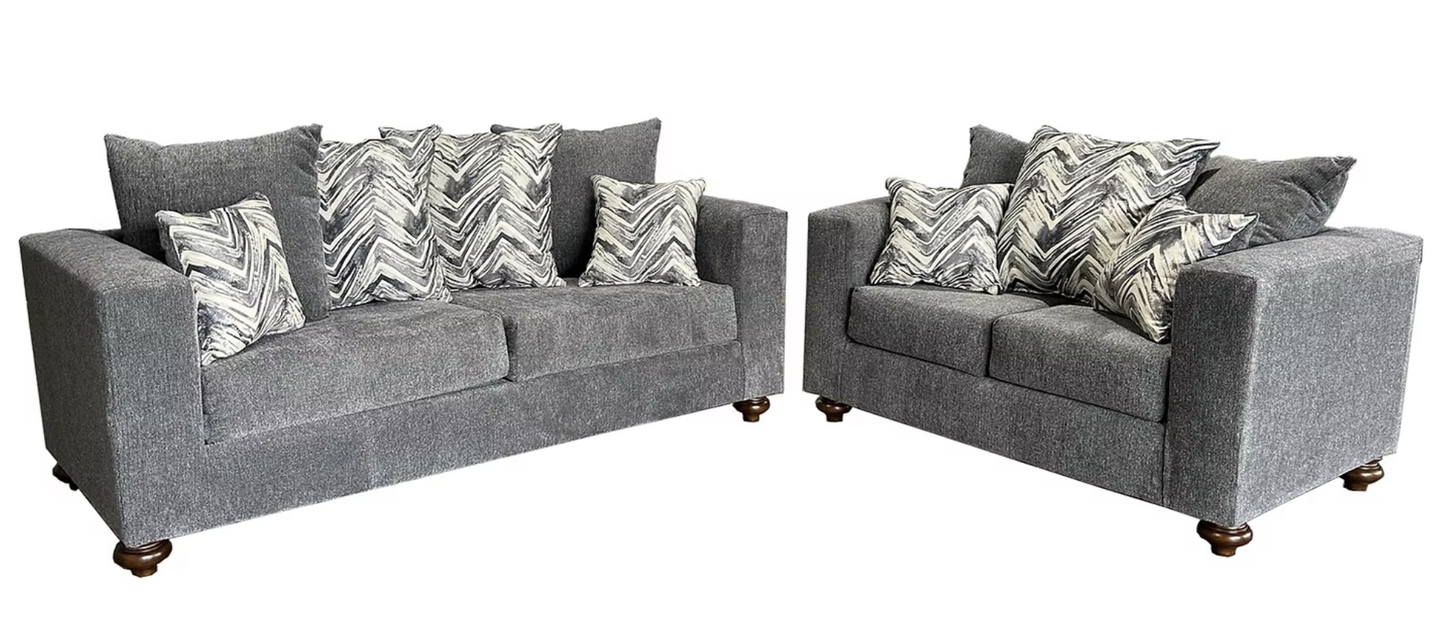 S305 Zander Grey Sofa and Loveseat