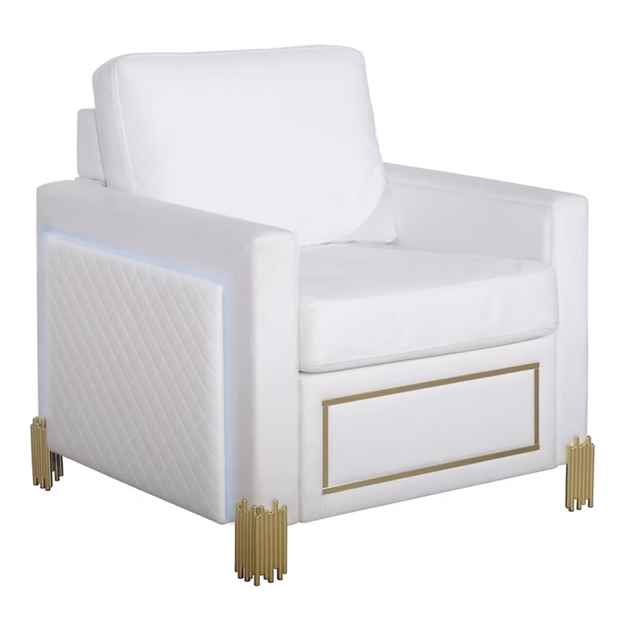 3pcs or 2pcs S9060 Glamor White Velvet Sofa, Loveseat & Chair