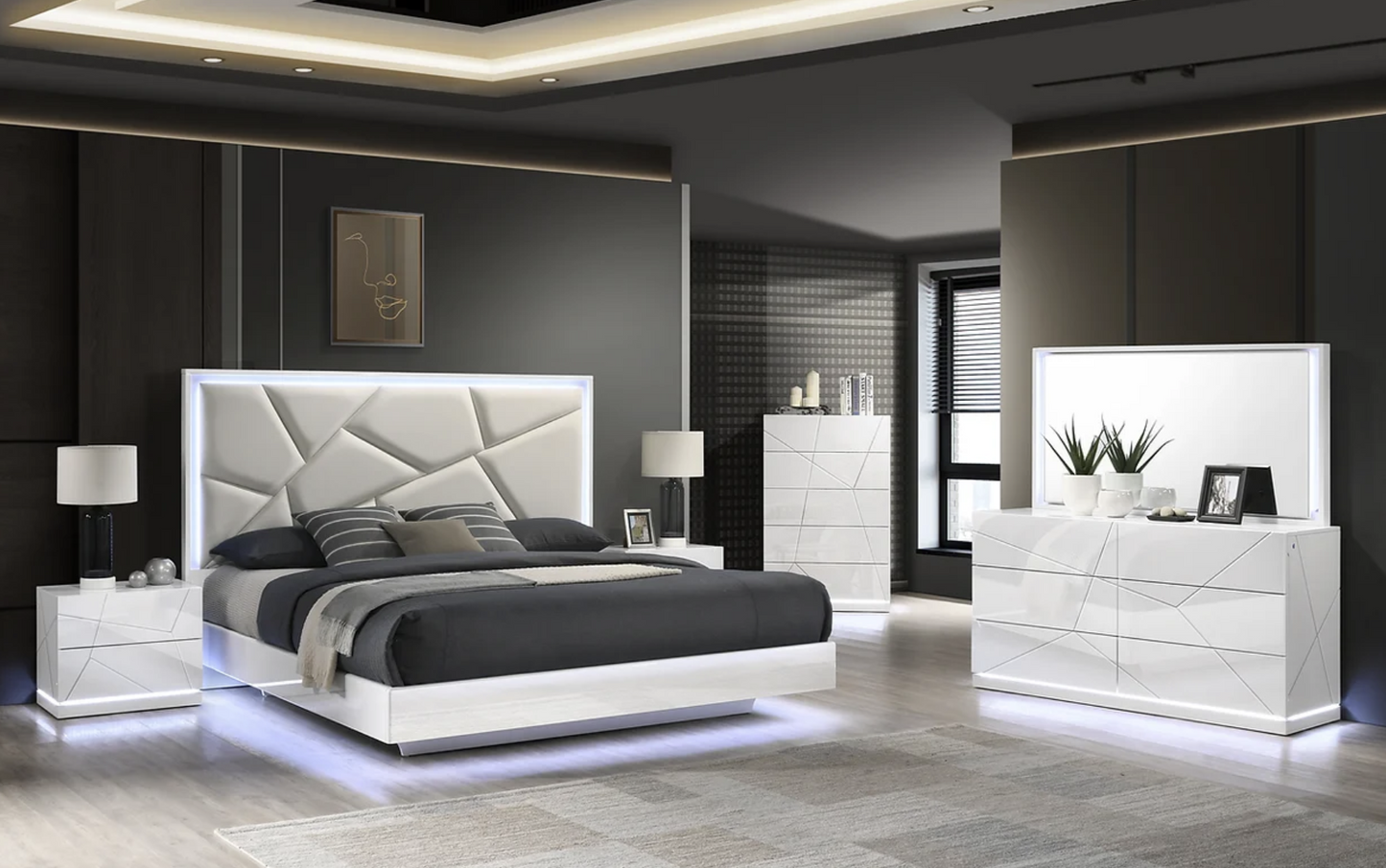 5pcs or 4pcs B85 Lana White Bedroom Set