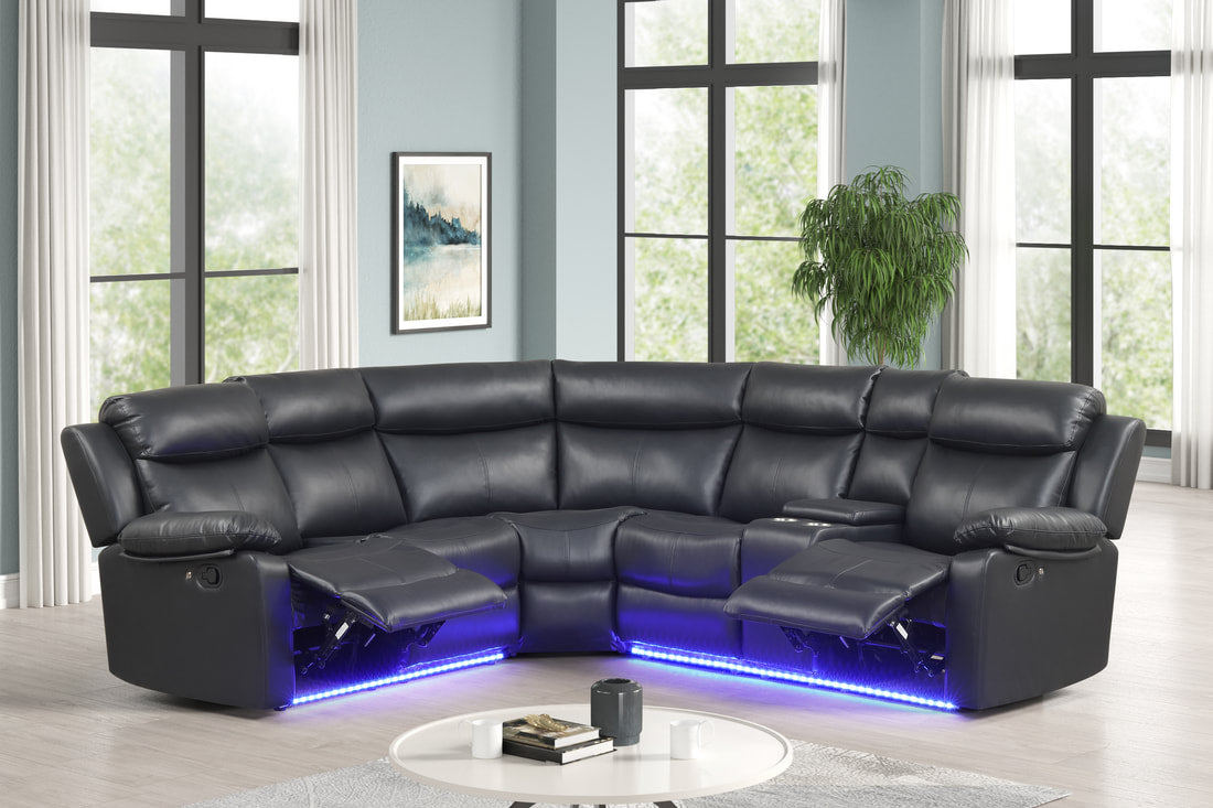 Super Black Reclining Sectional