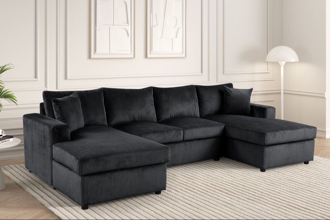 Terasa - Black Double Chaise Sectional