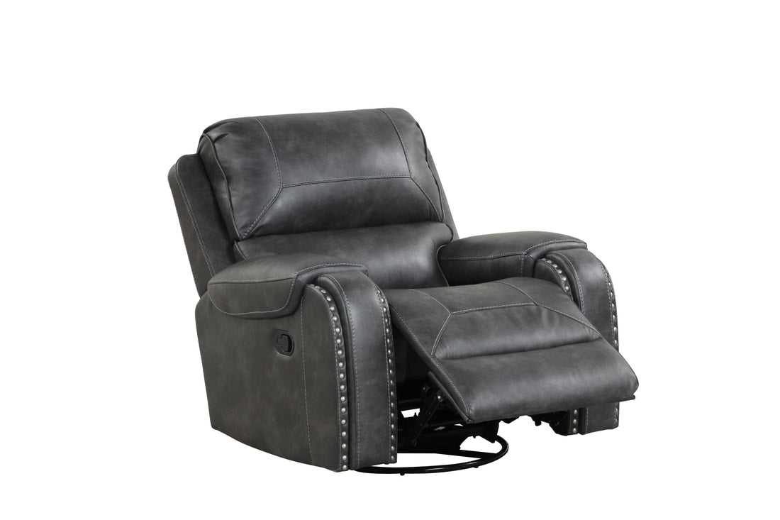 3pcs Titan Charcoal Leather Gel Oversized Reclining Set