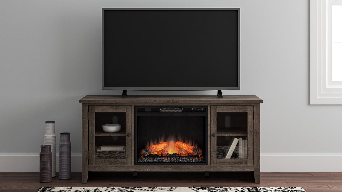W275-68 - Gray TV Stand With Fireplace