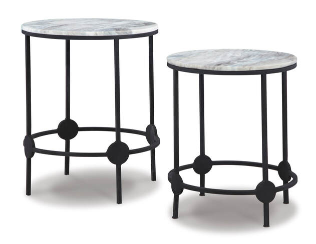 2pcs A4000546 Marble Top Accent Table Set