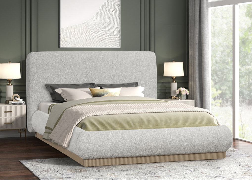 Annie Beige Fabric Platform Bed