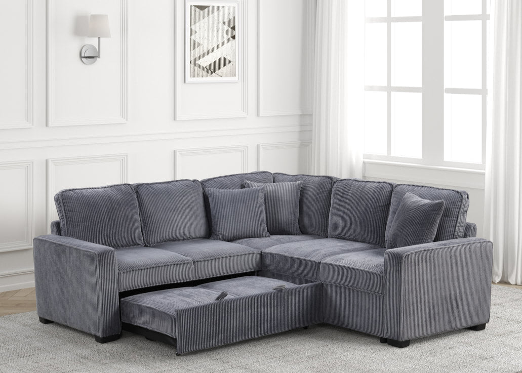 Ariel Charcoal Sectional With Pull-Out Bed