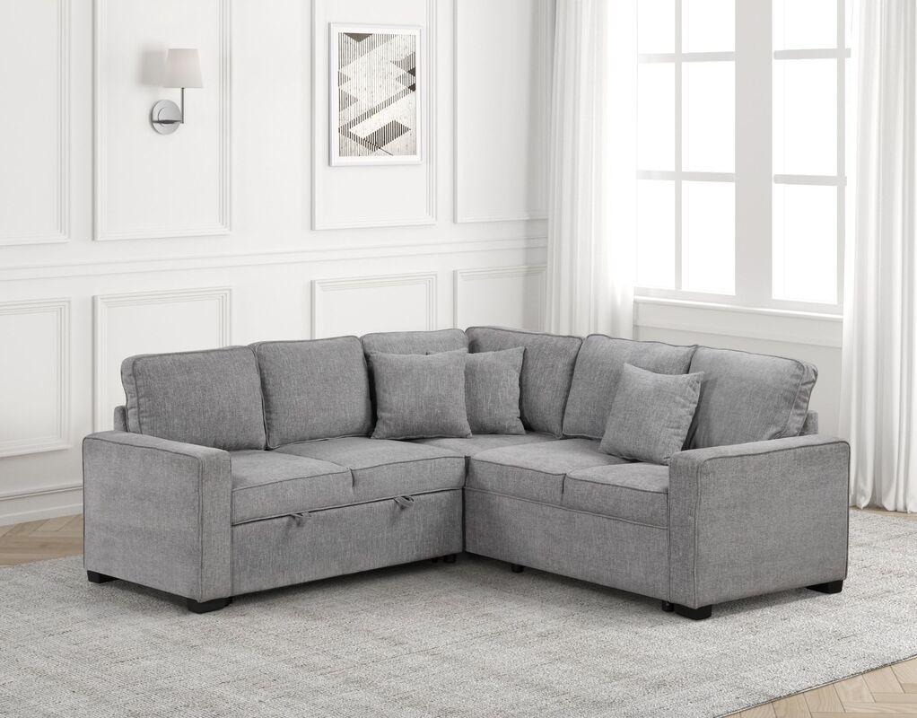 Ariel Grey Sectional With Pull-Out Bed