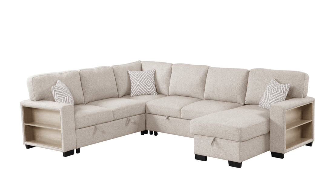 Atlantic Beige Sectional With Pull-Out Bed