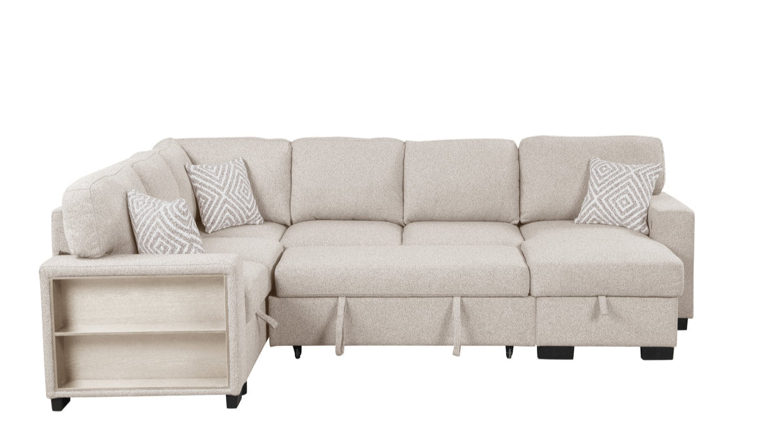 Atlantic Beige Sectional With Pull-Out Bed