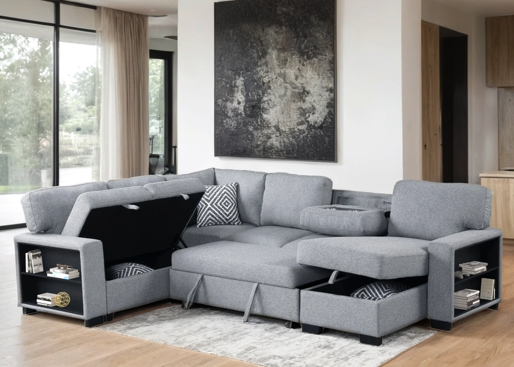 Atlantic Grey Sectional With Pull-Out Bed