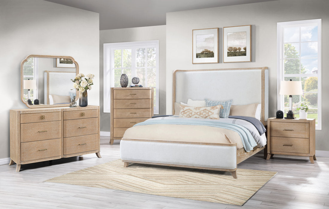 5pcs or 4pcs B1200 Natural Wood Finish Bedroom Set