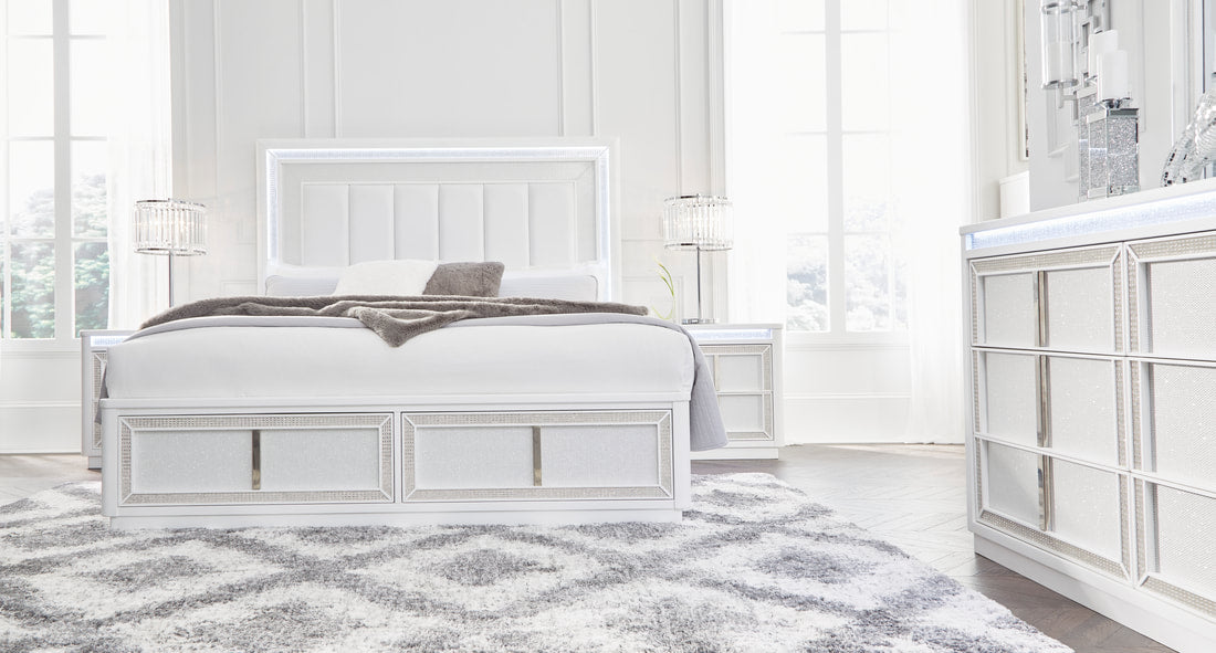 5pcs Ashley B822 White LED Bedroom Set