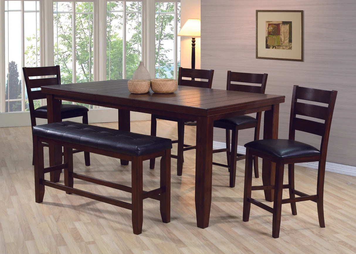 6pcs Bardstown Cherry Brown Counter Dining Room Set