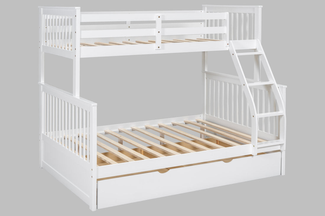 BB21 White Twin/Full Bunk Bed w/Twin Trundle