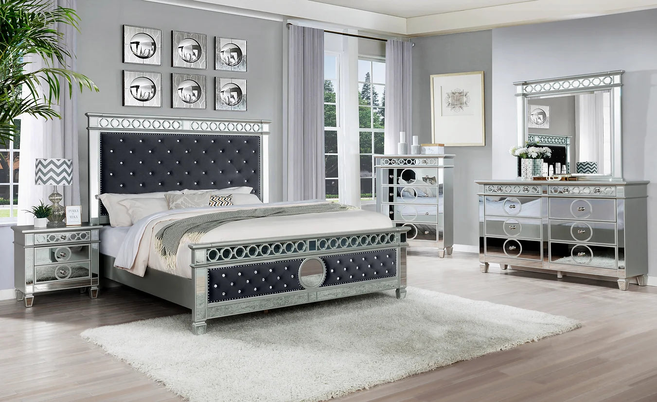5pcs B1852 Bella Silver & Grey Finish Bedroom Set