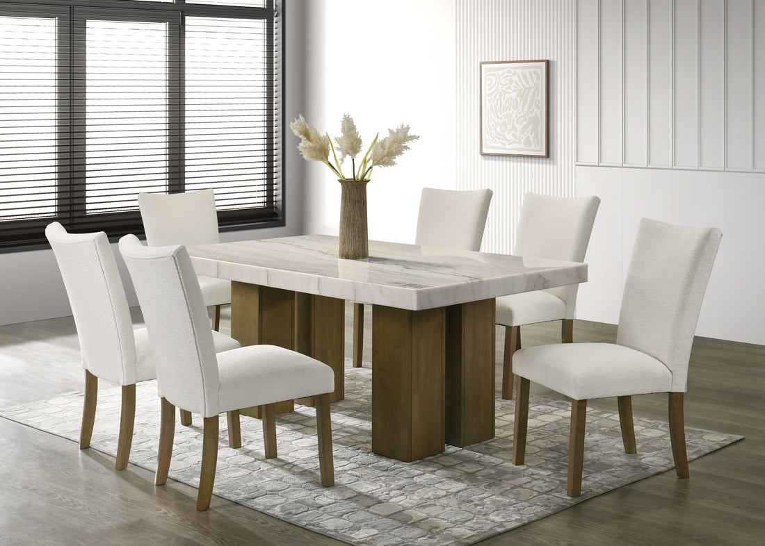 7pcs Capri10 Genuine Marble Dining Set