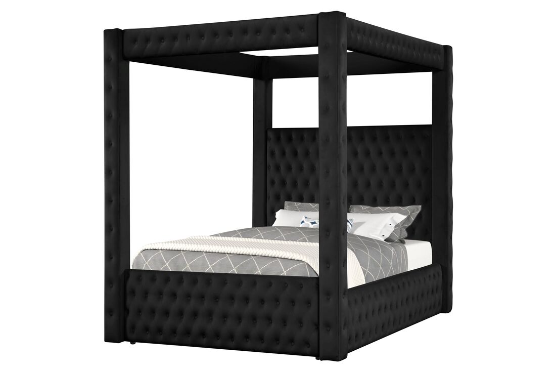 Castle Black Canopy Platform Bed Frame