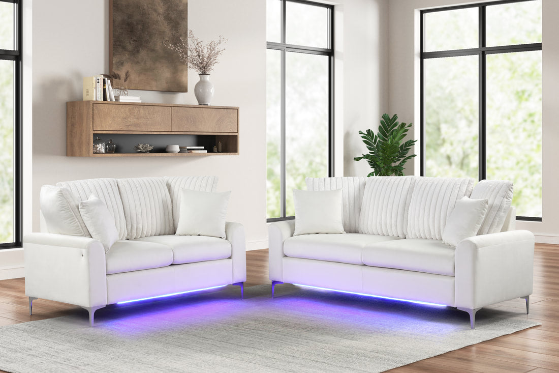 Celina Beige LED Sofa & Loveseat Set